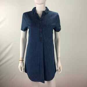 Forever 21 Womem's Small Denim Blue Front Button Shift Dress
